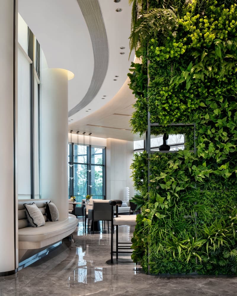 Luxury hotel lobby — vertical living wall installation